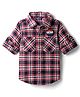 INFINITY Cotton Woven Full Sleeves Tartan Checked & 99 Number Patch Shirt - Navy Blue & Red