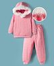 Mark & Mia Full Sleeves Hooded Top & Pant Set With Text Pattern Design - Pink