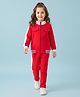 Mark & Mia Cotton Full Sleeves High Neck Solid Colour Jacket & Lounge Pant - Red