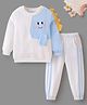 Mark & Mia Full Sleeves Winter Wear Suit Set with Dino Print & Applique - Light Blue & White