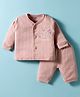 Zero Knitted Full Sleeves Night Suit With Bunny Print - Rose Gold