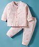 Zero Sinker Knit Full Sleeves Co-ord Night Suit with Animal Print - Light Pink