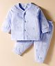 Zero Sinker Knit Full Sleeves Night Suit with Animal Print - Light Blue