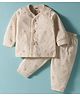 Zero Sinker Knit Full Sleeves Night Suit with Animal Print - Beige
