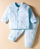 Zero Sinker Knit Full Sleeves Night Suit with Animal Print - Blue