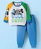 Babyhug Disney Terry Knit Full Raglan Sleeves Sweatshirt and Joggers Set with Mickey Mouse Graphics - Blue