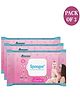 Romsons Spongee Soft And Smooth Baby Cleansing Wipes Enriched with Aloe Vera & Vitamin E | 150x200 mm | Soap & Paraben Free | 72 Wipes/Pack (Pack of 3) 216 Wipes