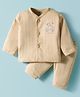 Zero Knitted Full Sleeves Night Suit With Vehicle Print - Cream