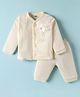 Zero Knitted Full Sleeves Night Suit with Bunny Print - White