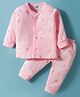 Zero Sinker Knit Full Sleeves Night Suit with Animal Print - Dark Pink