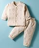 Zero Sinker Knit Full Sleeves Night Suit with Animal Print - Beige
