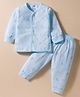Zero Sinker Knit Full Sleeves Night Suit with Animal Print - Blue