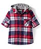 Primo Gino 100% Cotton Flannel Fabric Full Sleeves Tartan Checks Shirt with Front Pocket & Detachable Hood - Red