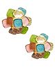 La Flamor Drop Earrings  1 Pair, Rose Gold with Colorful Stone Accents- ER-044