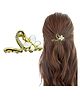 La Flamor Claw Hair Clip  1 Piece, Golden Metal with Rhinestones & Pearls,HA-029