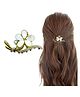 La Flamor Claw Hair Clip  1 Piece, Golden Metal with Rhinestones & Pearls,HA-027