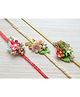 Pretty Ponytails set of 3 Flower Embroidery Rakhi -Multicolour