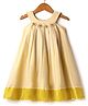 Babyhug South Cotton Woven Sleeveless Pleated Ethnic Dress With Floral Applique - Off-White