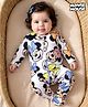 Babyhug Disney Interlock Knit Full Sleeves Sleepsuit With Minnie Mouse & Family - White