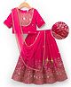Babyhug Woven Half Sleeves Choli Lehenga Set with Dupatta Embroidery & Sequin Detailing - Dark Pink