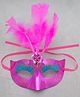 Halloween Masquerade Party Mask with Feather - Fuchsia