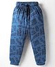 Smarty Boys Sinker Knit Full Length Lounge Pant With Text Print - Navy Blue