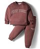 Smarty Boys Fleece Knit Full Sleeves Winter Night Suit With Newyork Text Print - Brown