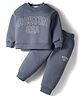 Smarty Boys Fleece Knit Full Sleeves Winter Night Suit With Boston USA Text Print - Grey