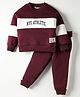 Smarty Boys Fleece Knit Full Sleeves Cut & Sew Winter Night Suit with Text Embroidery - Maroon