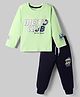 Smarty Boys Looper Knit Full Sleeves Night Suit With Text Print - Light Green