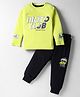 Smarty Boys Looper Knit Full Sleeves Night Suit With Text Print - Yellow