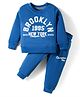 Smarty Boys Looper Knit Full Sleeves Night Suit With Text Print - Blue