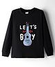 Ollypop Sinker Knit Full Sleeves T-Shirt with Lets Rock Text Print - Black