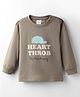 Ollypop Sinker Knit Full Sleeves T-Shirt with Heart Throb Text Print - Grey