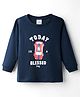 Ollypop Sinker Knit Full Sleeves T-Shirt with Today Is Blessed Text Print - Navy Blue