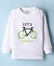 Ollypop Sinker Knit Full Sleeves T-Shirt with Lets Go Green Text Print - White