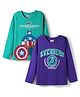 Honeyhap Marvel Single Jersey Knit Full Sleeves T-Shirt with Avengers Graphics Pack of 2 - Purple & Green