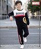 Honeyhap Marvel Terry Knit Full Sleeves Sweatshirt & Jogger Set With Avengers Graphics & Badge Detailing - Black