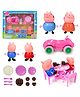 Fiddlerz Peppa-Themed Dining Playset for Kids with 4 Cartoon Figurines Pink Car Table Chairs and Tableware Accessories for Pretend Play and Gifting for Boys and Girls Age 3+  Multicolor