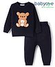 Babyoye Knit Full Sleeves Sweater Set with Bear Applique Navy Blue