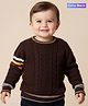 Babyoye Knitted Full Sleeves Pullover Sweater With Cable Knit Design - Brown