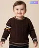 Babyoye Knitted Full Sleeves Pullover Sweater With Cable Knit Design - Brown