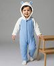Kanvin Fur Knit Full Raglan Sleeves Hooded Winter Romper With Ear Applique - White & Light Blue