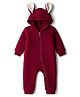 Kanvin Knit Full Sleeves Fur Winter Wear Romper With Ear Applique - Maroon