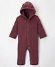 Kanvin Knit Full Sleeves Winter Wear Hooded Romper With Ear Applique - Rose Gold