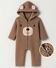 Kanvin Knit Full Sleeves Winter Wear Romper With Ear & Face Applique - Tan