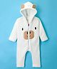 Kanvin Knit Full Sleeves WInter Wear Romper With Ear & Face Applique - White
