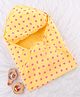 Babyhug Cotton Interlock Knit Hooded Wrapper with Hearts Print L 76 x B 71.5 cm - Yellow