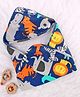 Babyhug Cotton Interlock Knit Hooded Wrapper with Animal Print L 76 x B 73 cm - Navy Blue