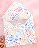 Babyhug Interlock Cotton Knit Hooded Wrapper Jungle Theme Print L 75 x B 72 cm - White